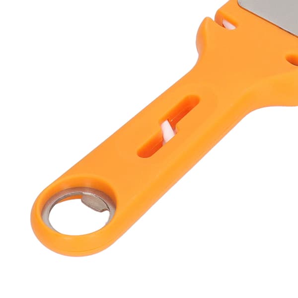 Double-sided knife sharpener 6 in 1, portable whetstone for kitchen and camping, orange