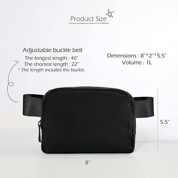 (Sort) Unisex mini bæltetaske med justerbare stropper til træning, løb, rejser, vandreture.