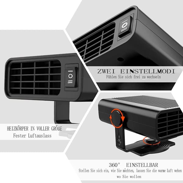 Liropau Bærbar Bilvarmer, 12V 120W Bilblæservarmer KLB