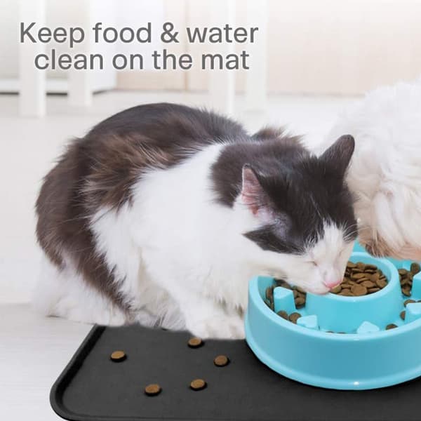 Madskålmåtte, til hunde og katte, Vandtæt og skridsikker silikonemåtte til madskåle, Vandskål, Fodermåtte
