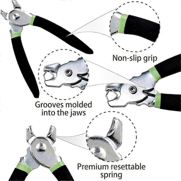 Hog Ring-tangsett med 270 stk 3/4in 1/2in 3/8in galvaniserte stål-hog rings, Hog Ring-tangsett for
