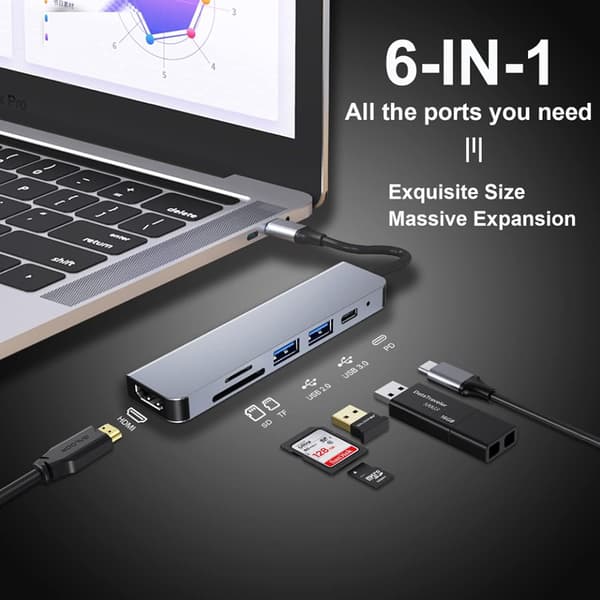 USB-C-hubi, monipuolinen USB-C-sovitin MacBook Pro & Air -lisävarusteille