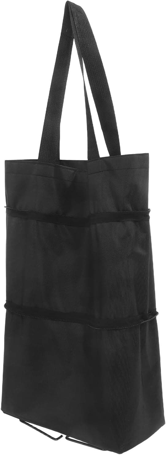 Foldable Shopping Cart with Wheels, Portable Reusable Grocery Bag on Wheels with Pull Handle