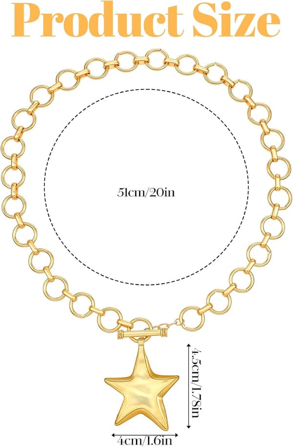 Chunky Stjerne Halskæde til Kvinder, Hamret Statement Vedhæng