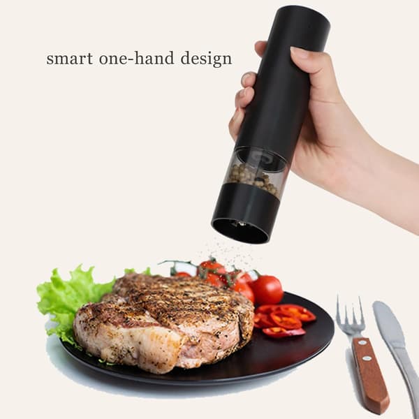 2-piece Electric Salt and Pepper Grinder Set with Storage Base, Refillable Spice Grinder, 4-Level Adjustable Pepper Mill for Kitchen