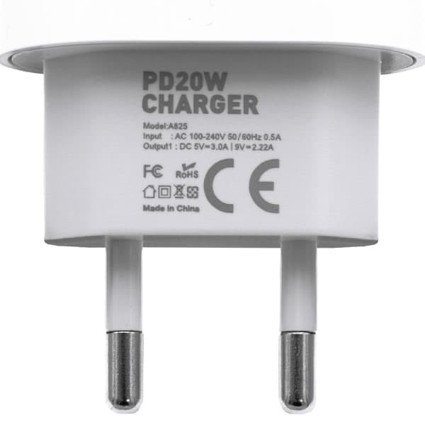 Lader - Hurtiglader - Adapter + Kabel 20W USB-C 2m Kabel Hvit 2-pakning
