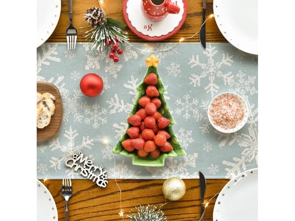 Christmas Grey Snowflake Table Runner Winter Kitchen Table Decoration/33x229cm