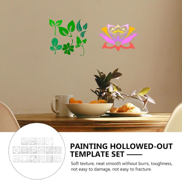 16 Sheets Reusable Flower Stencils Multifunctional Printing Template PET Material Odorless