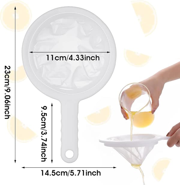 2-pack fine mesh strainers, small strainers for kitchen Ultra-fine nylon mesh sieve strainer-skimmer with handle strainers