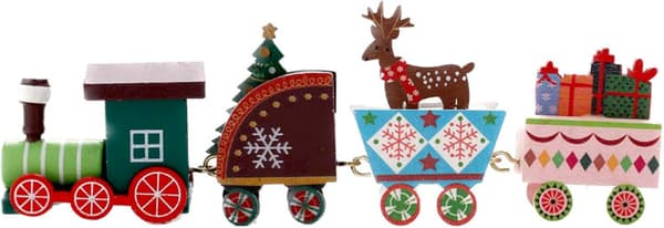 Julepynt malet trætog ornament børnelegetøj farverigt