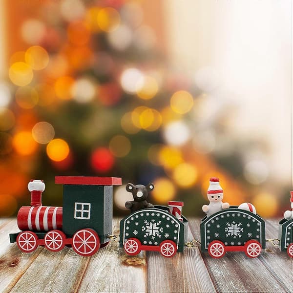 Christmas Decoration - Festive Tree Accessories Wooden Train with Five Sections Christmas Decorations