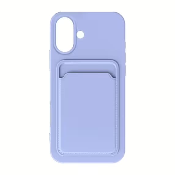 iPhone 16 -silikonikuori korttipaikalla – violetti
