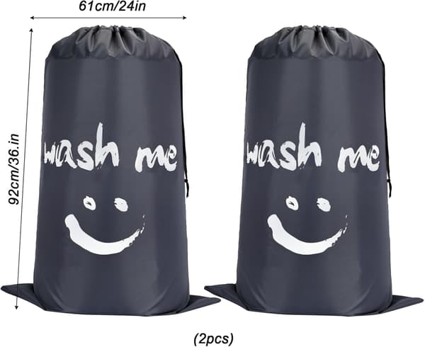 2-pack Nylon Tvättsäckar, 91 * 61CM/24.01 * 35.82 Tum Extra Stor Rivtålig Tvättsäck med Dragsko, Vikbar Förvaringssäck