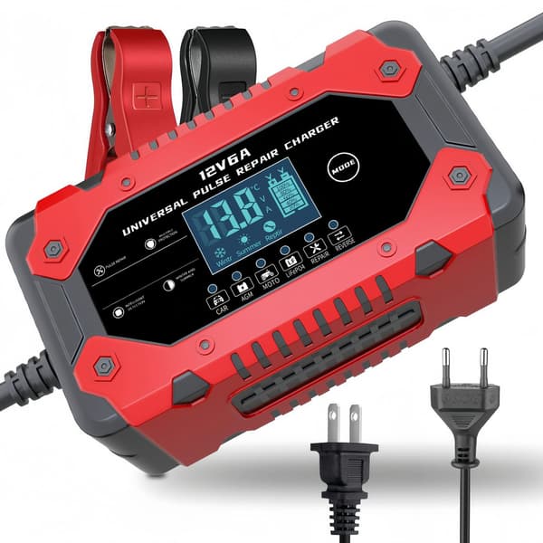 12V 6A Batterilader - Bil- og Motorsykkelstrømlader for 12V System