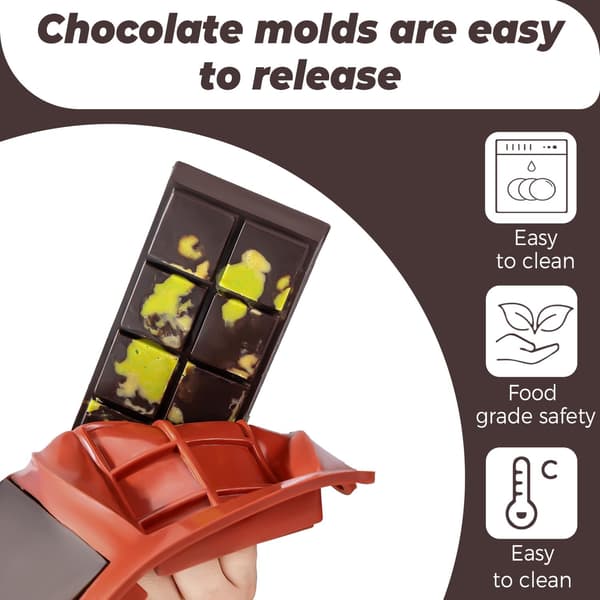 Silikone chokoladeform med to hulrum, dybe chokoladeforme til slikfremstilling, BPA-fri bageform til slik og desserter