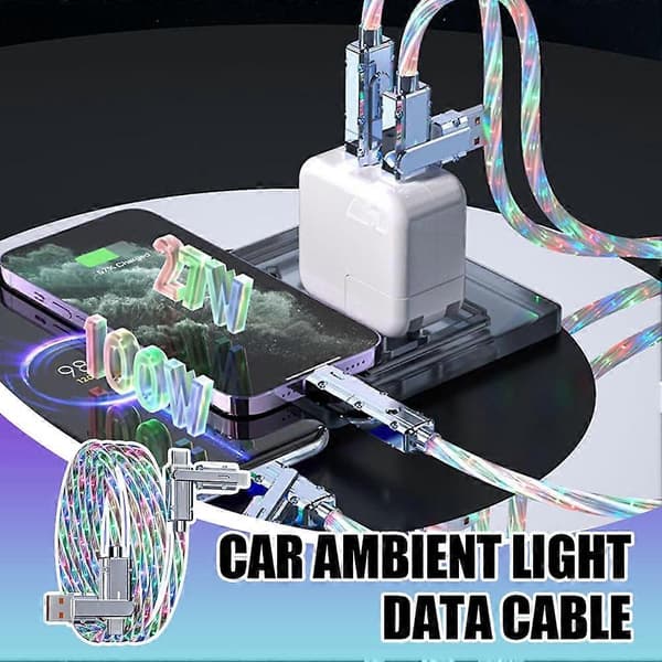 4-in-1 Data Cable, Colorful Car Atmosphere Light, Mobile Phone Charging Cable (FMY)