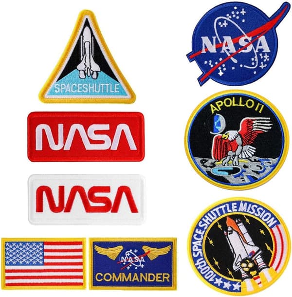 8 stk NASA 100. rumfærge militære missioner logo strygemærke