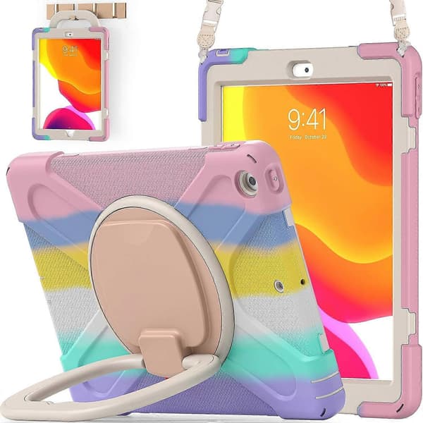 iPad 9:e/8:e/7:e generationens fodral (iPad 10,2 tum robust fodral) med roterande stativ/pennhållare