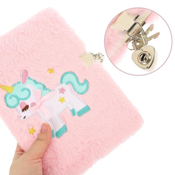 Unicorn Plush Notebook with Lock and Key A5 Girls Lockable Diary Cute Decorative Plush Notebook