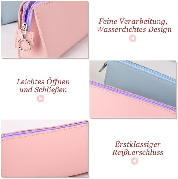 Pennfodral Stor Kapacitet Canvas Pennfodral Barn Dragkedja Pennfodral Pennfodral, Blå och rosa, pennfodral