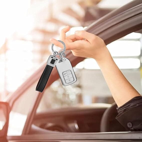 Microfiber Leather Keychain, Universal Key Ring with Anti-Loss D-Buckle, Rotatable Car Keychain