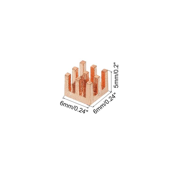Kobber køleplade 6x6x5mm med selvklæbende til IC-chipsæt køler pakke med 5 size_name M5x20mm