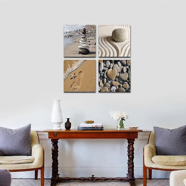 Romantic Beach Theme 4 Piece Modern Artwork Ocean Canvas Print Contemporary Abstract Seascape