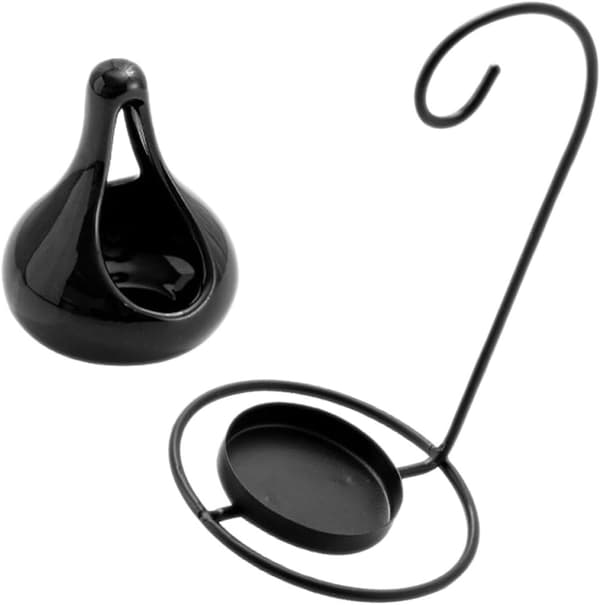 Tealight Holder Incense Burner Ceramic Essential Oil Warmer Large Capacity Smooth Surface Black