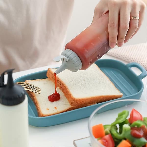 Salaattikastikepullo, muovinen, teräväkärkinen puristuspullo, kastikepullo keittiöön, ketsuppi, kerma