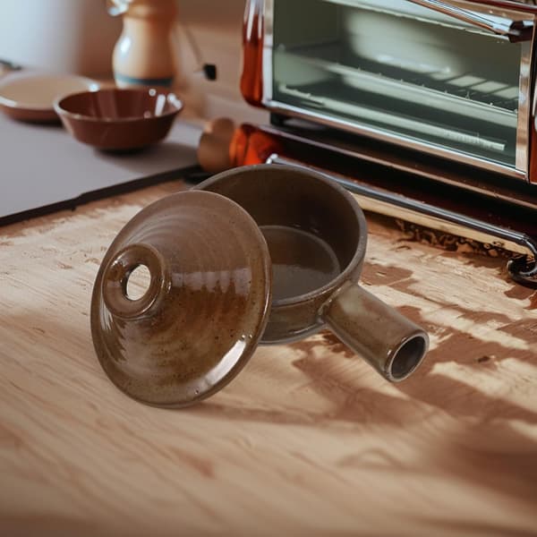 Practical Pot with Handle, Single Handle Design, Coarse Ceramic, Non-stick, Heat-resistant Pot
