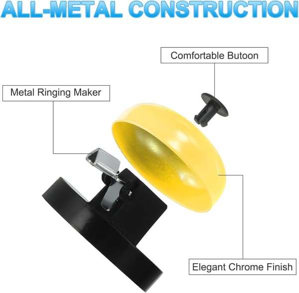 1 st Skrivbordsklocka 6,4 cm Diameter, Middagsbordsklocka för Service med Metall Anti-Rost Konstruktion, Svart/Gul