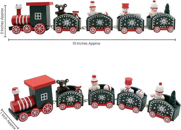 Christmas Decoration - Festive Tree Accessories Wooden Train with Five Sections Christmas Decorations