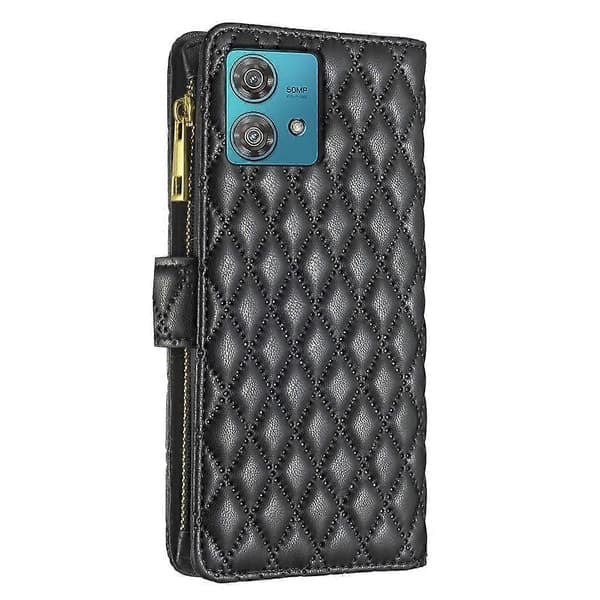 Velegnet til Motorola MOTO EDGE 40 NEO Telefon Læderetui Pung Sort