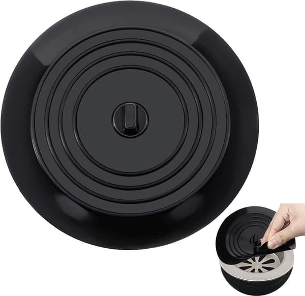 Silikone badekarsprop - 15cm - afløbsprop - vaskeprop - flad sugekop (sort)