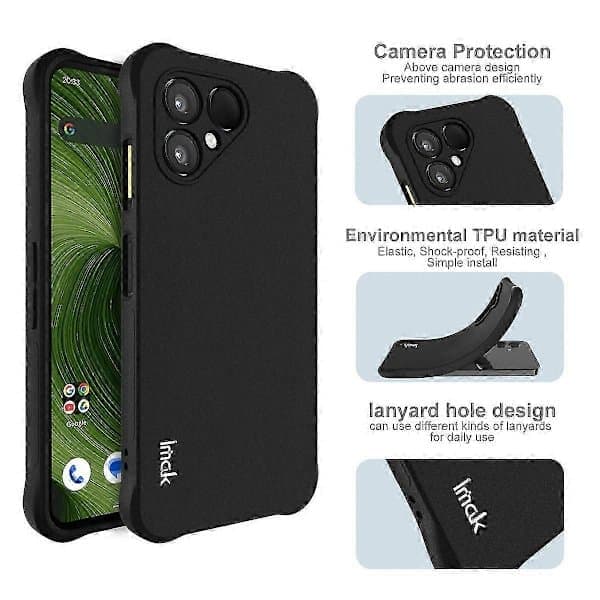 Tkdaddy Imak Deksel til Fairphone (Gen. 6) TPU Mobilskall Airbag Støtsikker Beskyttelse Matt Svart
