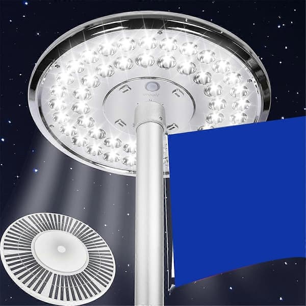 Flagpole Light Solar Powered Spotlight Outdoor, 48 LED (FMY) Silver Silver
