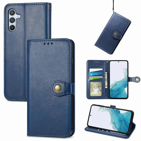 Etui til Samsung Galaxy A56 5G Læderpung Etui med Stativ og Håndledsrem - Grøn Blå{AZC] Blå Multicolor Blue Multicolor