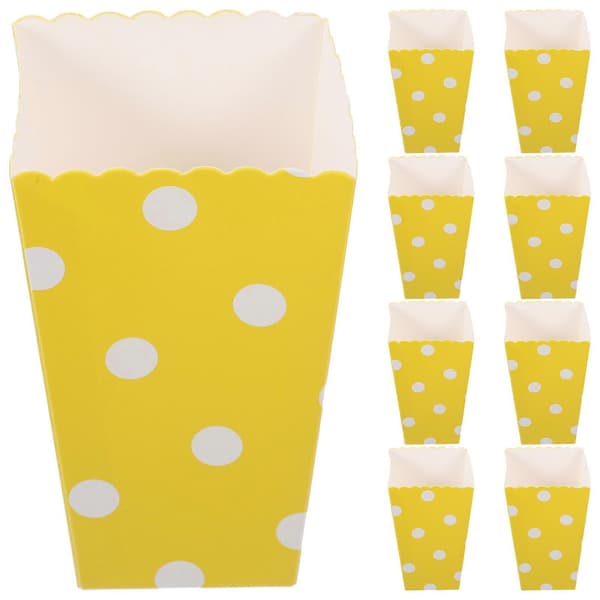 24 pcs Popcorn Boxes Popcorn Paper Boxes Decorative French Fries Boxes Snack Boxes (LGL) Yellow 11.5x7.5x7.5CM