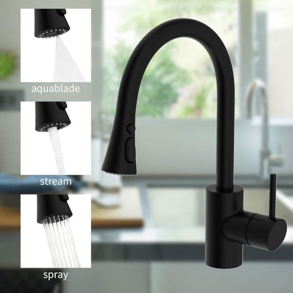 Replacement Spray Head for Kitchen, 3 Functions, 9 Adapters, G1/2 Compatible, Matte Black