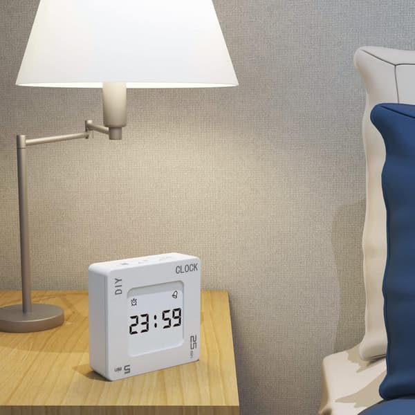 Office Clock with Timer, 5, 15, 25 and DIY Custom Time, Preset Countdown Timer, User-Friendly Time Management Tool (White) white white