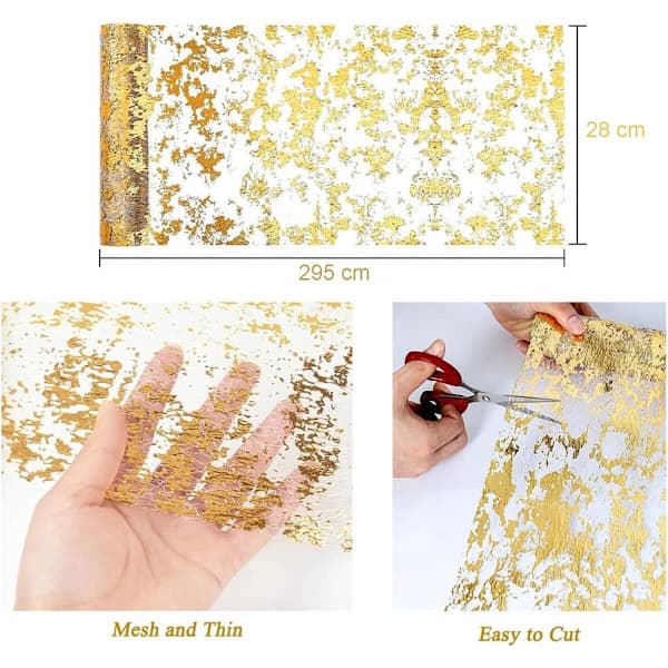 Table Runner 28*275 cm Silver Table Runner Silver and Gold Foil Table Runner Tablecloth Polyester Table Runner Shiny Metallic Mesh Roll Table Runner