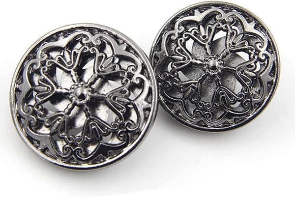 10 stk. Tøjknapper - Mode Hul Hjerte Metal Skaft Runde Form Metal Knapper Sæt Syknapper (25mm, Sort)