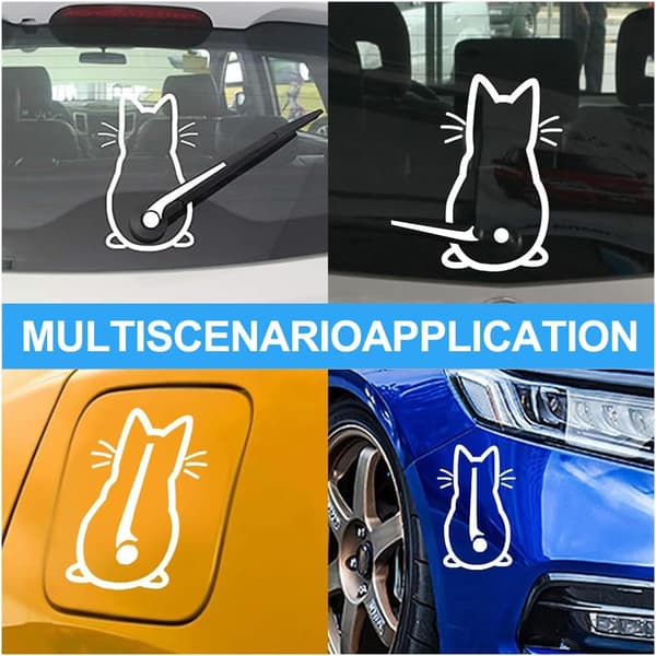 Funny Kitten Wiper Decal, Cat Shaped Windshield Wiper Decal, Car Wiper Decal, White