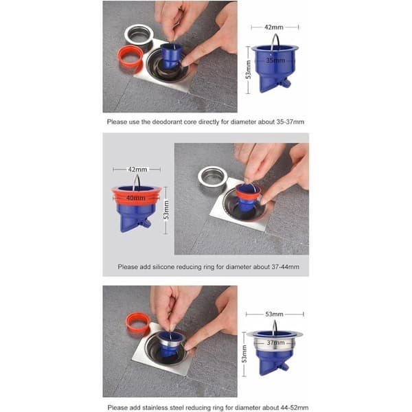Magnetisk Anti-Tilbageløbsbeskyttelse til Afløb, 5,3x5,3 cm, Lynkoblingsventil til Bruser, Badekar og Køkken, Lugtsikkert Design