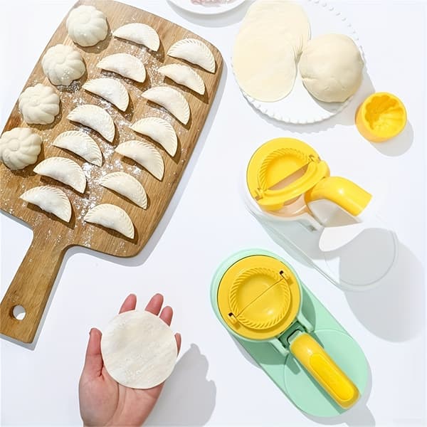Multifunktionel husholdningsform til fremstilling af dumplings, 3-i-1 med trykbeskyttelse