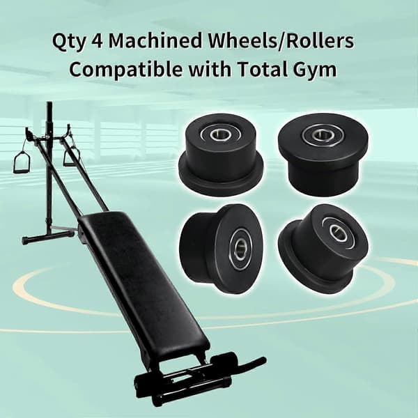 Total Gym Replacement Wheels/Rollers - Compatible with Models 1000 to 1900, Supreme, Gold, 4-Pack