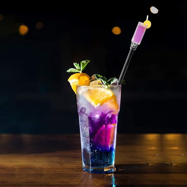 10 Akryl Cocktailrør, Vinglasmønster, Transparent