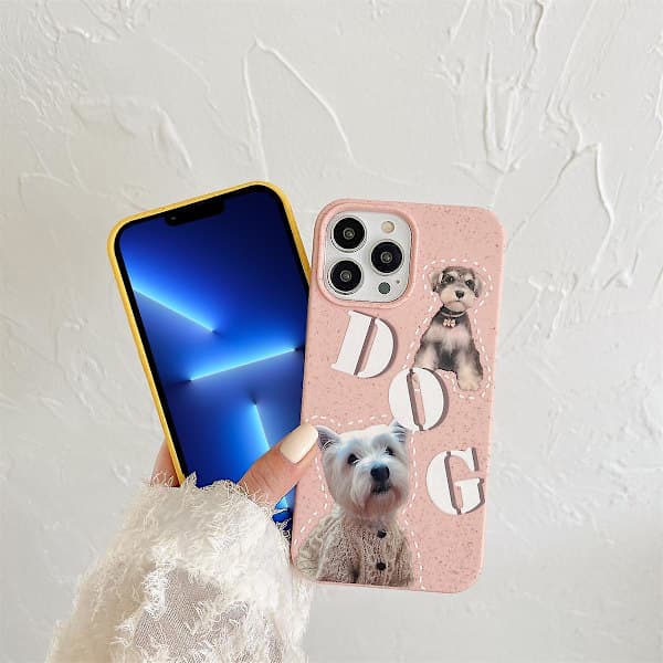 Biodegradable Phone Case for iPhone 13 Pro 6.1 inch Wheat Straw Phone Cover Pattern Print Case - Cat