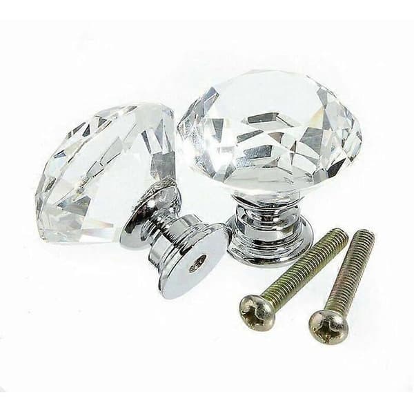 10 pcs Cabinet Drawer Door Knobs Handles, 30mm Crystal Glass Diamond with Screws - Clear