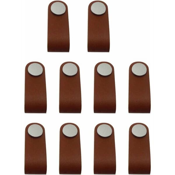Skinnskapshåndtak, brunt knottskapshåndtak, skinnhåndtak, skapknapper, møbelknapper, 10-pakning